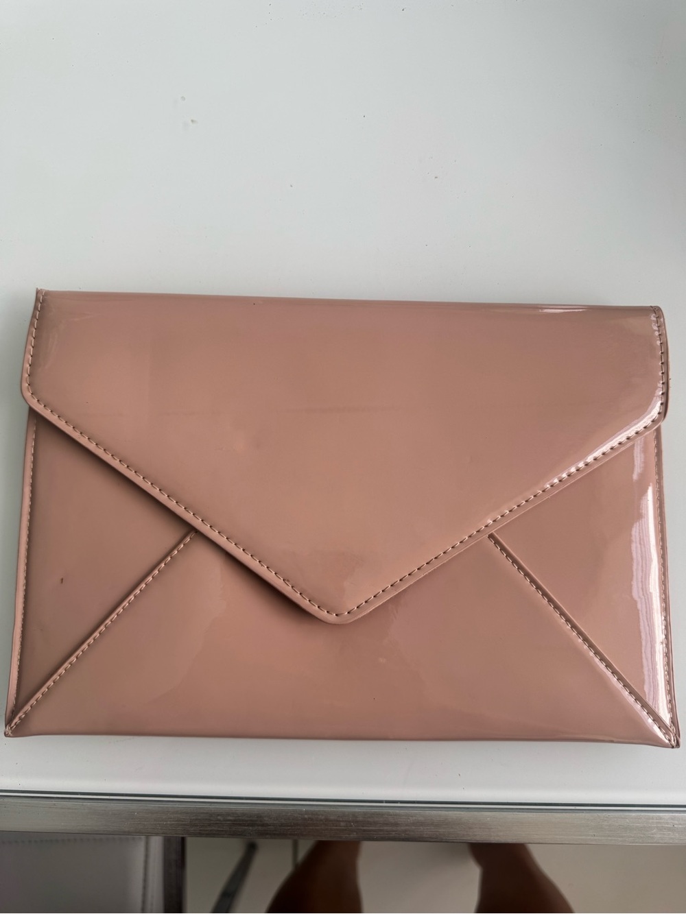 Patent Cream Envelope Clutch